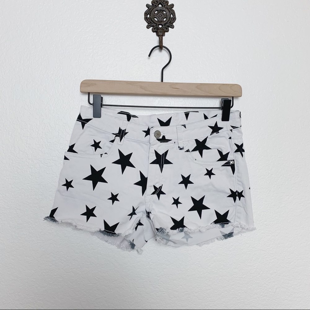 H&M Black and White Star Print Cut Offs, 14Y ★